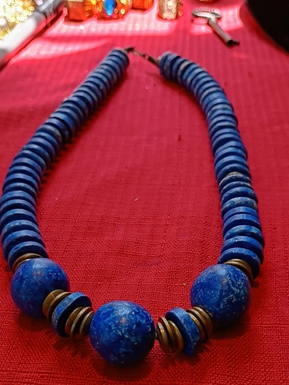 Blue Beaded Statement Necklace - Unbranded